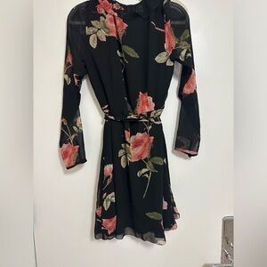 Wilfred Louise Black Floral Wrap Dress, Medium